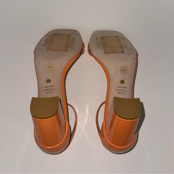 Stuart Weitzman Block heel Nudistcurve 75 Sandals Orange Women’s 7.5 - Picture 9 of 9